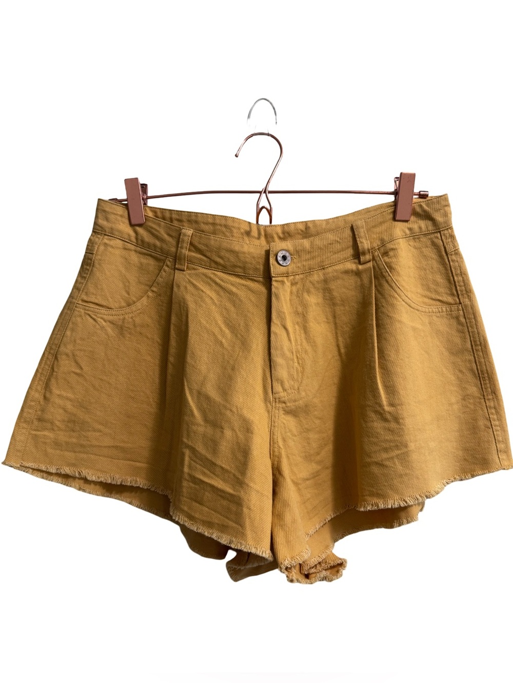 KORI America Mustard Yellow Western Pleated Shorts Size Medium